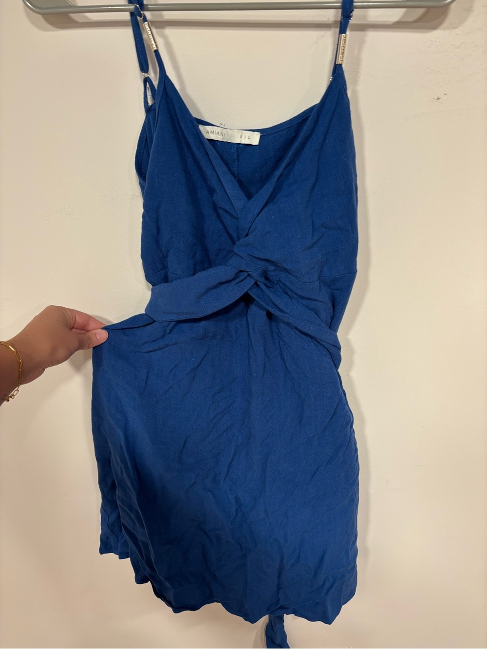 Amiani Royal Blue Twist-Front Spaghetti Strap Dress